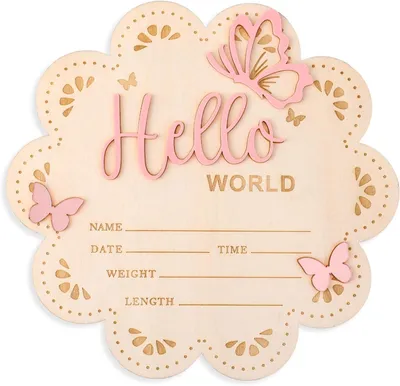 Imagen del producto de Letrero de madera para anunciar el nacimiento de un bebé, 15,5 cm, con espacio para la fecha de nacimiento, ideal para recién nacidos