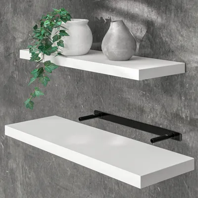Image de CASARIA® Étagère murale flottante blanc 70 cm MDF robuste effet flottant support de fixation inclus étagère bois