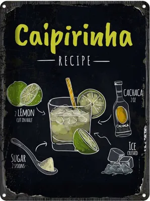 Produktbild von vianmo Blechschild 40x30 cm Caipirinha Cocktail Recipe Essen Trinken