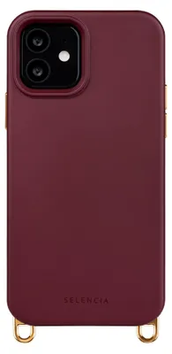 Image de Coque arrière magnétique MagSafe Selencia Rivièra pour iPhone 12 / 12 Pro, avec crochets amovibles - Couleur : Bourgogne intense