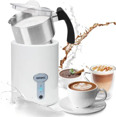 Produktbild von Duronic MF500 WE elektrischer Milchaufschäumer, 500 ml Behälter Milchaufschäumer Induktion, automatischer Milchschäumer, heißer und kalter Milchschaum für Kaffee, Latte, Cappuccino und Kakao, Weiß