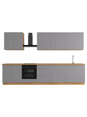 Produktbild von Küchenzeile – Küchenblock – Einbauküche – Komplettküche – Singleküche –  Nexa  – K89-G340 – 340 cm– Beige Matt Ohne Arbeitsplatte & Elektrogeräte