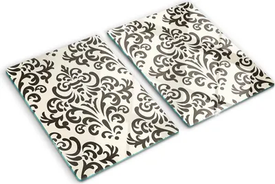 Produktbild von Tulup Glas Herdabdeckplatte - 2x40x52 cm - Glaskeramikkochfeld-Abdeckung Spritzschutz Glasabdeckplatte Kochplattenabdeckung und Schneidebrett - Zweiteilig - Sonstige - Ornamente - Braun
