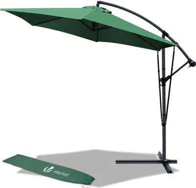 Produktbild von VOUNOT® 300 cm Ampelschirm, Sonnenschirm mit Windsicherung und Schutzhülle, Grün