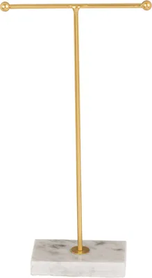 Produktbild von T-Form Schmuckhalter in gold mit Marmorsockel