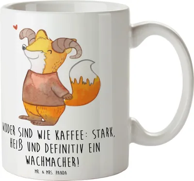 Produktbild von Mr. & Mrs. Panda Kaffeetasse Widder Power - Weiß - Geschenk, Motivation, Unabhängigkeit, Horoskop, Tasse, Kaffeebecher, Geschenke Sternzeichen, Teetasse, spontan, Stärke