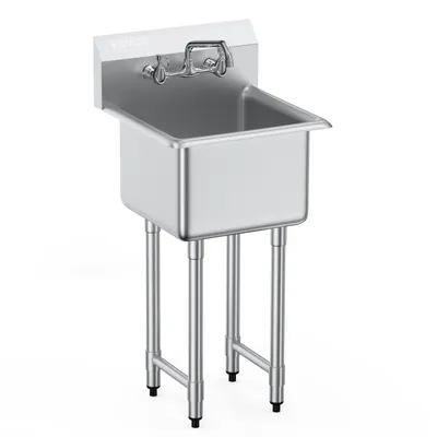 Obrázok produktu pre VEVOR Nerezový drez Komerčný drez 457 x 381 x 1041 mm, nerezový drez s batériou Nosnosť 104 kg, nerezový drez Umývadlo Kuchynský drez Voľne stojaci drez