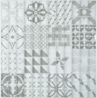 Produktbild von Retro Vintage Mosaikfliese Transluzent grau Glasmosaik Crystal Design grau MOS88-Retro-35
