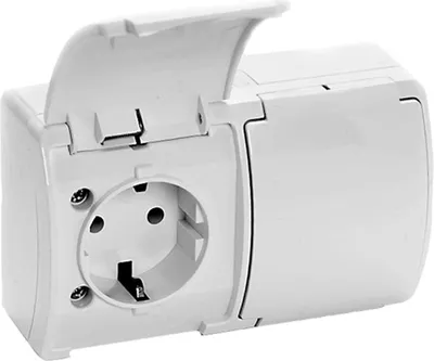 Produktbild von Koala Aufputz Serie IP44 Weiß Doppelsteckdose