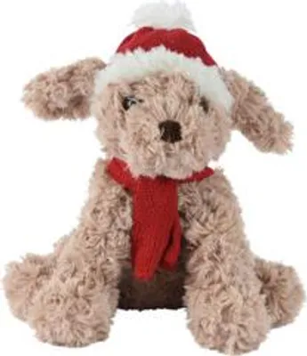 Produktbild von Decoris Weihnachtskuscheltier Hund Plüsch 15x10x20cm