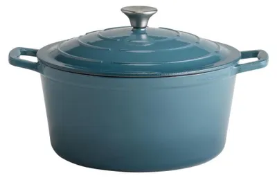Produktbild von APS 88315 Kochtopf mit Deckel 5 STARS, Schmortopf Gusseisen, induktionsgeeignet, ofenfest, inkl. Deckelhalter, Ø 28 cm, 6 Liter, anthrazit