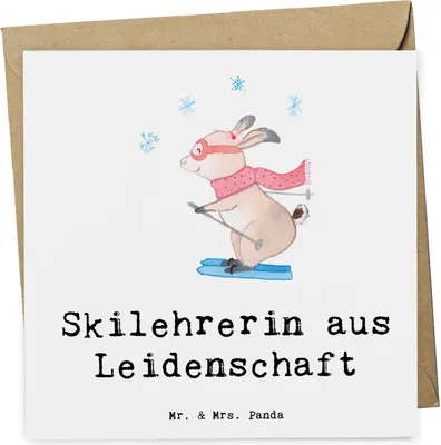 Produktbild von Mr. & Mrs. Panda Grußkarte Skilehrerin Leidenschaft - Weiß - Geschenk, doppelkarte, anlasskarte, Klappkarte, faltkarte, Glückwunschkarte