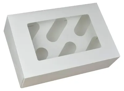 Produktbild von Set aus 25 weißen Cupcake-Boxen mit 6 Löchern