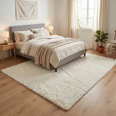 Produktbild von Fluffy Hochflor Shaggy Teppich Creme, Größe:240x340 cm