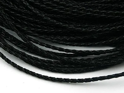 Produktbild von Vintageparts Kunstlederband geflochten Schwarz 2 m 3 mm