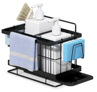 Image de Organisateur de bac à vaisselle en acier inoxydable avec bac de vidange