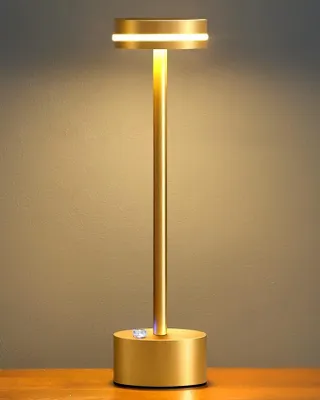 Produktbild von Kabellose Dimmbare LED Tischleuchte, Wiederaufladbar 1800mAh Schreibtischlampe für Restaurants Bars Schlafzimmer Gold