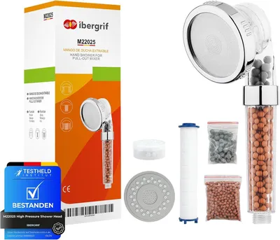 Productafbeelding van Douchekop met kralenfilter - 3 modi douchekopfilter - Universele harde waterontharder - Douchekop met extra vervangbare accessoires