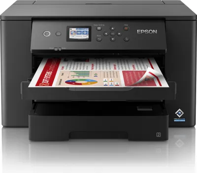 Produktbild von Epson WorkForce WF-7310DTW - Drucker - Farbe - Duplex - Tintenstrahl - A3 - 4.800 x 2.400 dpi - bis zu 25 Seiten/Min. (einfarbig)/bis zu 12 Seiten/Min. (Farbe) - Kapazität: 500 Blätter - USB 2.0, LAN, Wi-Fi(n)