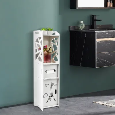 Produktbild von Toilettenpapierhalter Badezimmer-Bodenschrank Aufbewahrungsschrank,Mehrzweckschrank für Zuhause 20x20x80cm Weiß