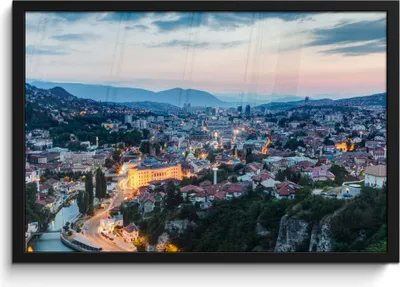Produktbild von MuchoWow® MuchoWow® Gerahmtes Poster Stadtbild von Sarajevo in Bosnien und Herzegowina 60x40 cm - Poster mit zchwarzem Bilderrahmen - Printing - Wanddeko Schlafzimmer