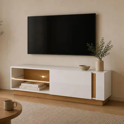 Produktbild von Kagale - TV-Schrank, 138x40x46h cm Eiche Braun, 2 Regale
