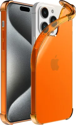 Image de Housse de téléphone portable adaptée à l'iPhone 15 Pro - Housse transparente en silicone antichoc avec bumper - Orange