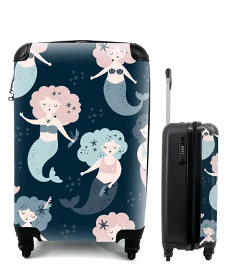 Produktbild von MuchoWow® Koffer Handgepäck Trolley Rollkoffer Kleine Reisekoffer mit 4 Rollen - Meerjungfrau - Schnittmuster - Kind - Mädchen - Baby - Kinder - Cabin Size < 55x40x23 cm & 55x40x20 cm - Kinderkoffer - Kabinenkoffer - Boardgepäck - Reise-Box - Reisekoffer - Reisegepäck - Koffer mit Bild - Trolley für Kinder
