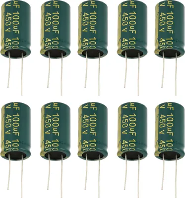 Zdjęcie produktu dla 1 zestaw kondensatorów elektrolitycznych w kolorze zielonym (450 V, 100uf, 10 sztuk)