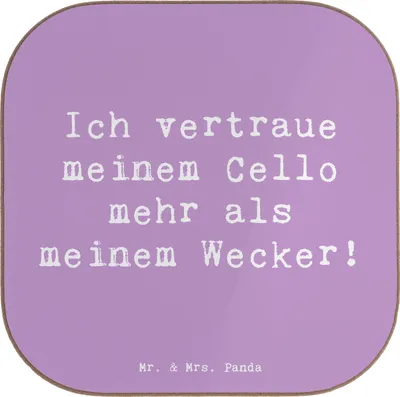 Produktbild von Mr. & Mrs. Panda Untersetzer für Gläser Spruch Cello Vertrauen - Lavendeltraum - Geschenk, Musikinstrument, Lernen, Streichinstrument, Coaster, Musiker, Orchester, Musik