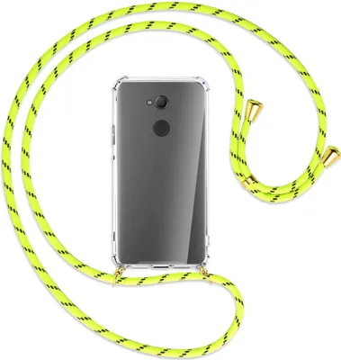 Produktbild von Handykette Backcover-Schutzhülle mit Band (Metall goldfarben) für Sony Xperia XA2 Ultra - neongelb
