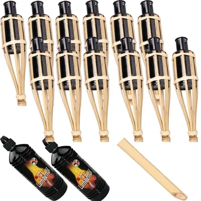 Produktbild von 12x Fackeln 90 cm + 2 Liter Lampenöl