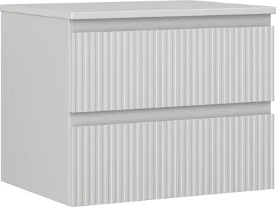 Produktbild von Mexen Rivel Badezimmerschrank für Waschbecken 60 cm mit Arbeitsplatte, 2 Schubladen, gerillt, grau matt - 91A20-06047-2-BFFC62