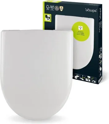 Immagine prodotto di Sedile per WC in plastica con meccanismo di chiusura ammortizzata e cerniera in acciaio inossidabile