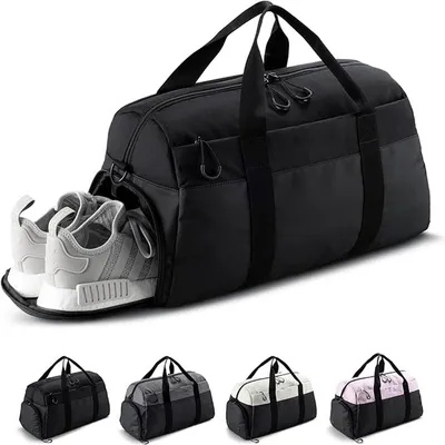 Produktbild von PromoHome® Sport- und Reisetasche mit Schuhfach und wasserdichtem Nassfach – 53 L, 56x30x32 cm, Schwarz