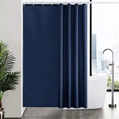 Produktbild von Unyqoos® Wasserdichter und schimmelresistenter dunkelblauer Duschvorhang mit Ringen 180x200 cm