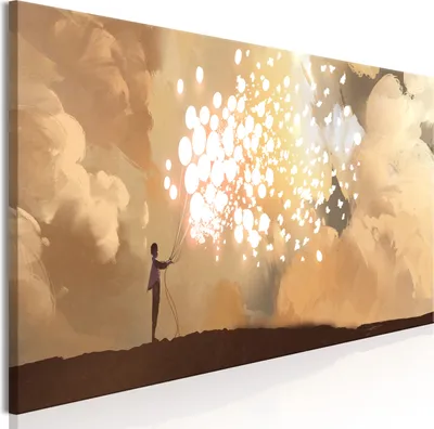 Produktbild von Italienischer Leinwand Leinwandbild - Fluttering Balloons (1 Part) Narrow 90x30 cm Menschen h-B-0155-b-a