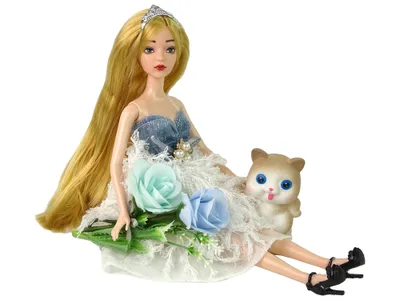 Produktbild von LEAN Toys 13918 Puppe Emily mit Kätzchen und Blumen