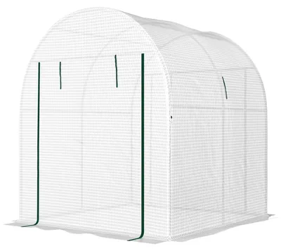 Produktbild von 1,8 x 1,8 x 2 m gro?es Tunnelgew?chshaus aus UV-best?ndigem Stahl und Polyethylen fš¹r den Gemš¹seanbau, mit aufrollbaren Tš¹ren und Fenstern, wei?