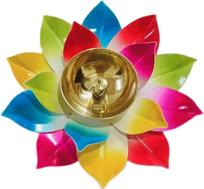 Productafbeelding van Messing olielamp Akhand Diya Indiase olielamp Diwali Decoratie Pooja Lamp Akhand Lotus Diya meerkleurig (2)