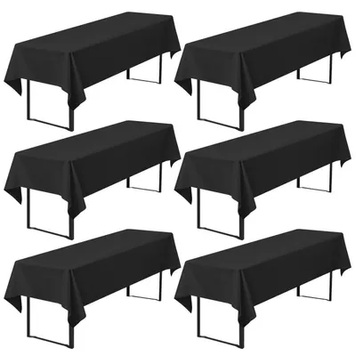 Image de Lot de 6 nappes noires, dimensions 260 x 110 cm, en polyester, pour tables de fête