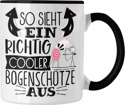Produktbild von Trendation - Bogenschütze Tasse Geschenk So Sieht Ein Richtig Cooler Bogenschütze Aus Geschenkidee Spruch Lustig Becher (Schwarz)
