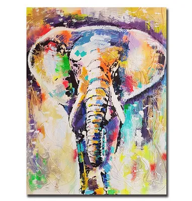 Produktbild von TPFLiving Kunstdruck LW-712 (OHNE RAHMEN) Poster - Leinwand - Wandbild - Hochauflösender Giclée-Druck, langlebig und hochwertig - Abstrakter Elefant in frohen bunten Farben - Größe: 30x40cm