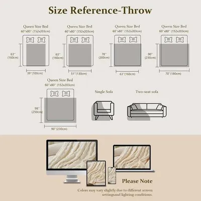 Produktbild von Famanu Decke weiche Baumwoll-Fleece-Decken - kuschelige Decken und Plaids - stilvolle Plaids für Sofas - groß - warme Wohndecke - leichtes Sofa-Plaid