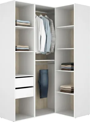 Produktbild von Poyner - Großer Kleiderschrank, 85x205h cm Weiß, Modular