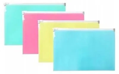 Image de Classeur à fermeture éclair A5 en plastique PP, couleurs pastel assorties (lot de 10) - Biurfol