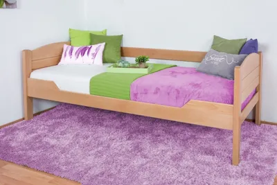 Produktbild von Bettrahmen für Kinder / Kinderbett 90 x 200 cm | Massivholz: Buche | Natur Lackiert | besonders hohe Qualität