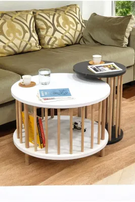 Produktbild von Skye Decor, Hochwertiges Nesting-Tischset (3 Teile) - Saphir Eiche, 100% Melamin