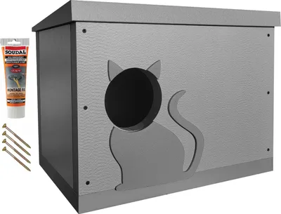 Produktbild von ELHARE Wetterfestes, Isoliertes Katzenhaus aus Styrodur XPS 56x38x40 cm - SET
