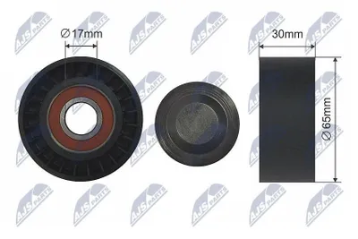 Produktbild von NTY Umlenkrolle Keilriemen RNK-FR-020 für FORD Transit Mk6 Kasten (V347, V348, FA) 30mm Kunststoff 17mm 65mm